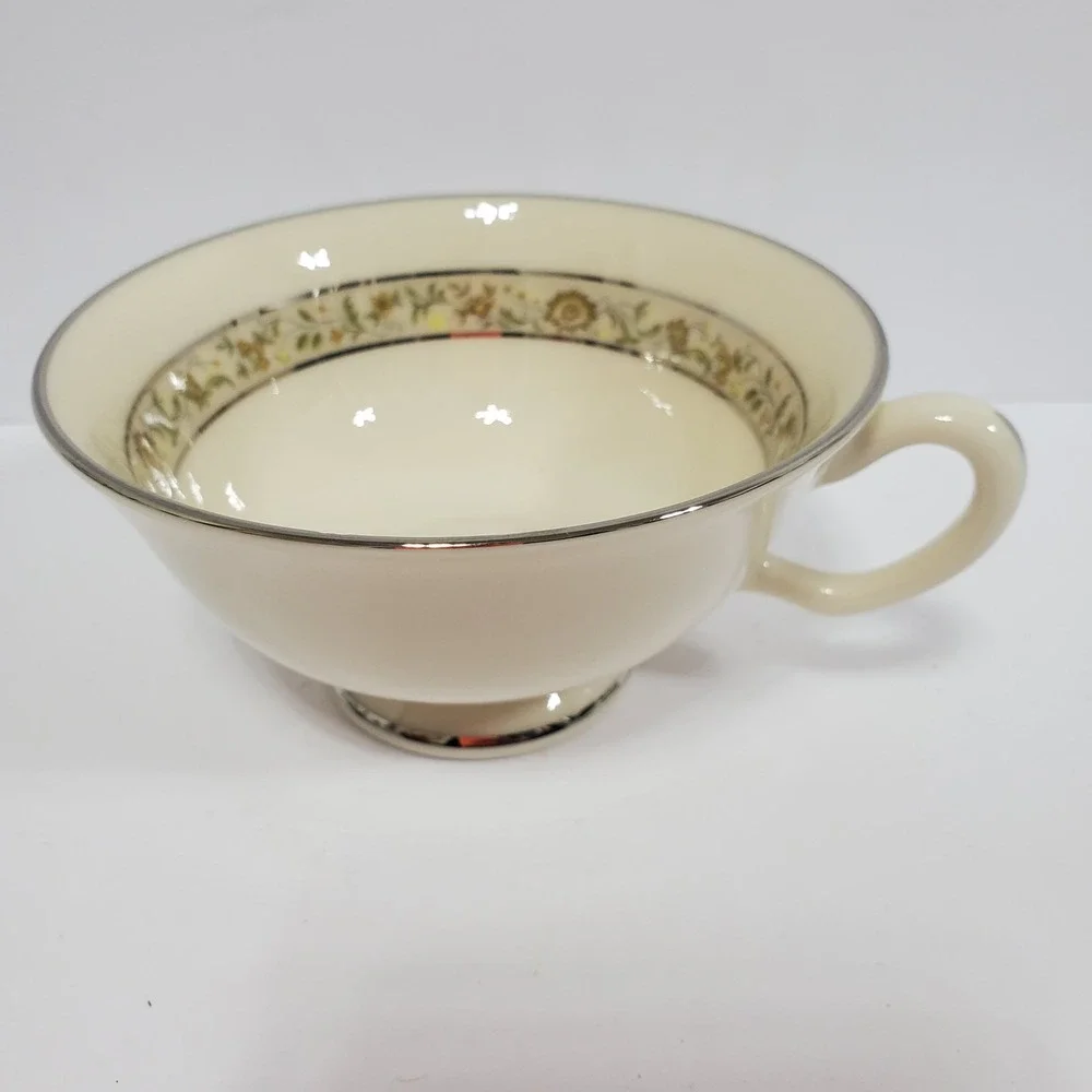 Lenox Springdale Saucer Cup Salad Dinner & Bread Plates 5 Pieces Platinum Trim
